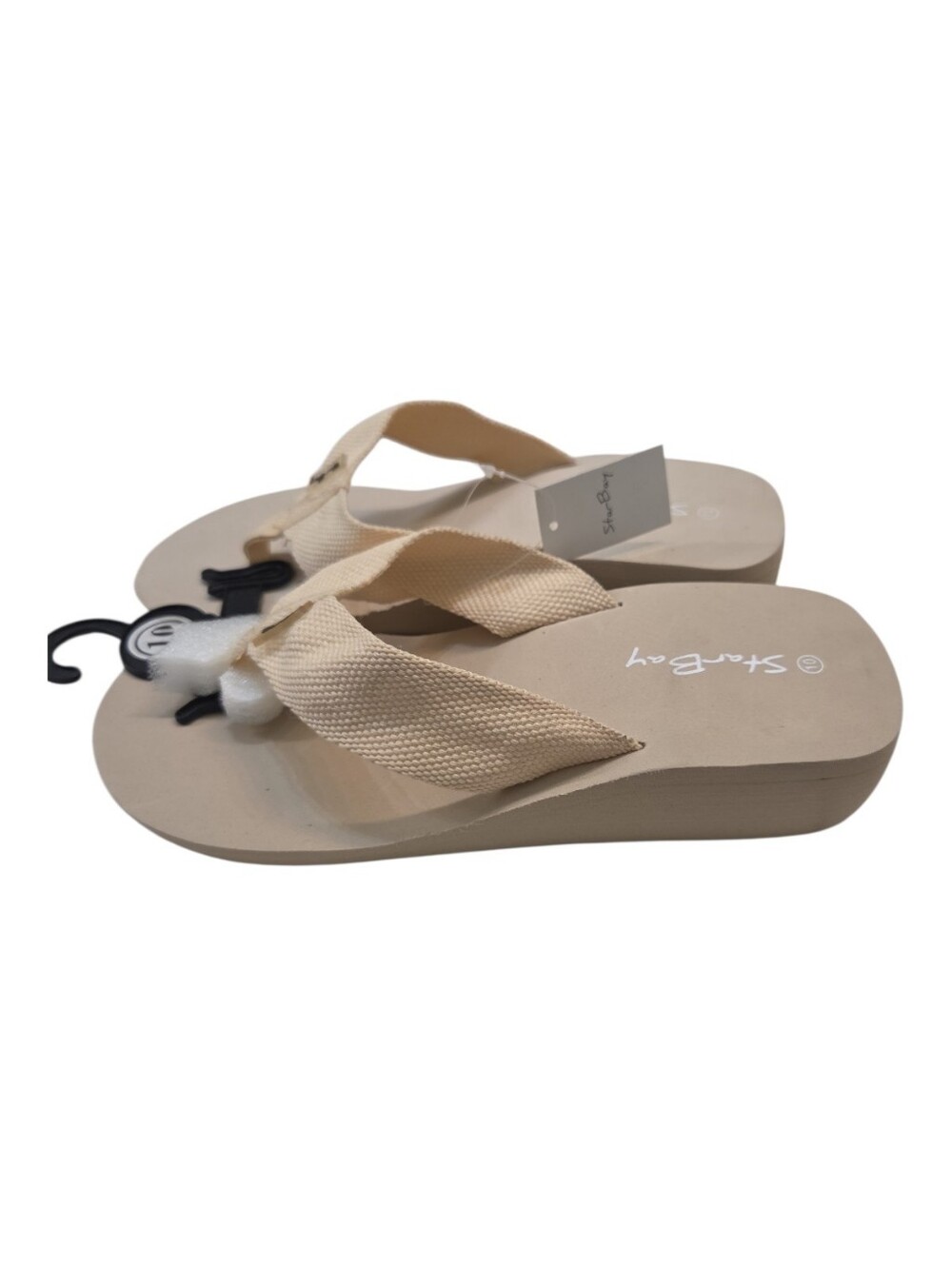 Star Bay Beige Wedge Platform Flip Flops NWT Size 9 10 11